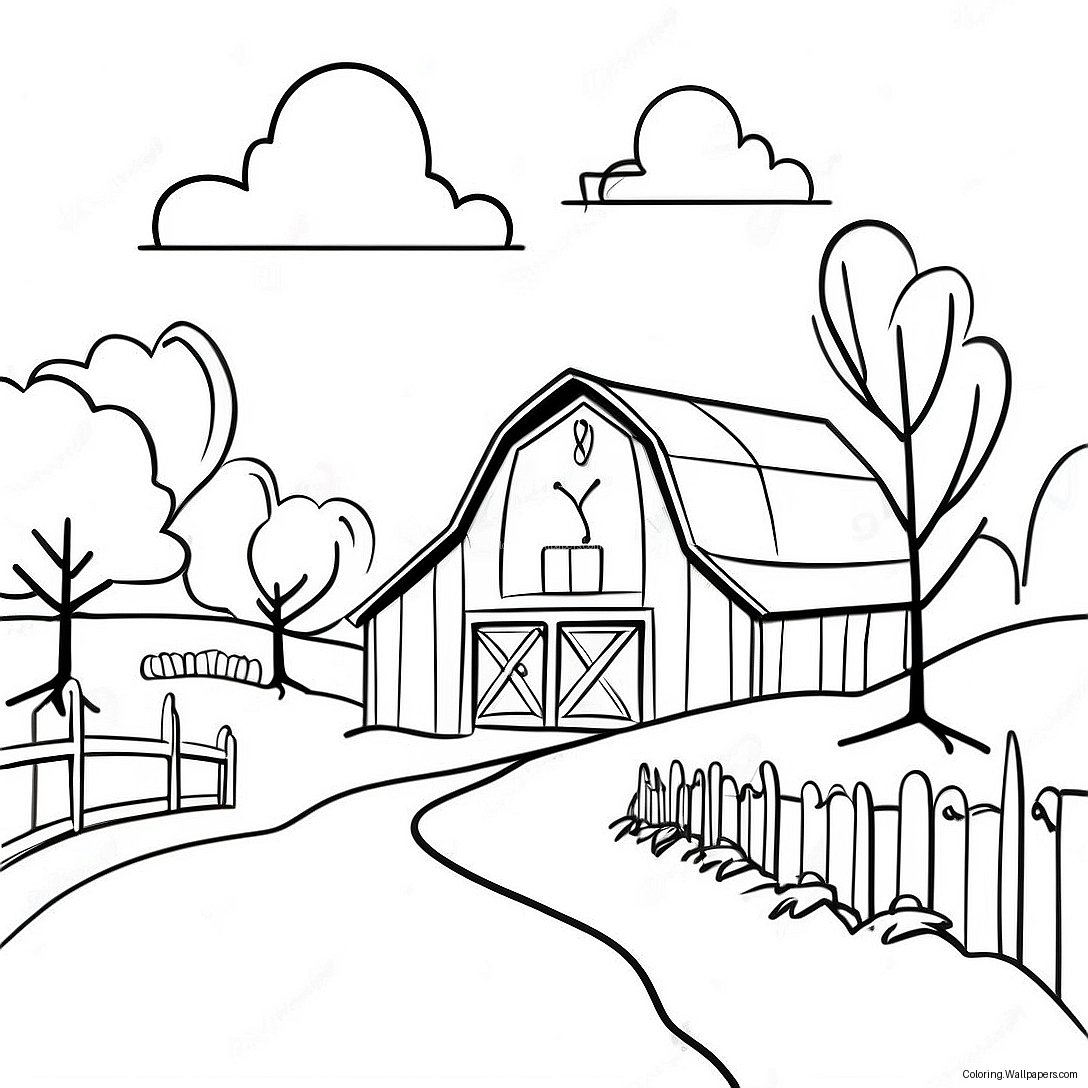 Heartland Farm Scene Coloring Page 44551