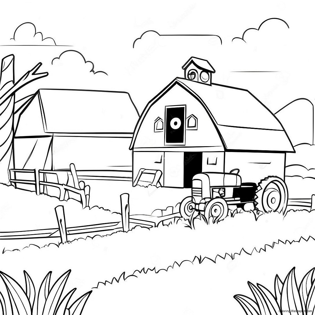 Heartland Farm Scene Coloring Page 44552