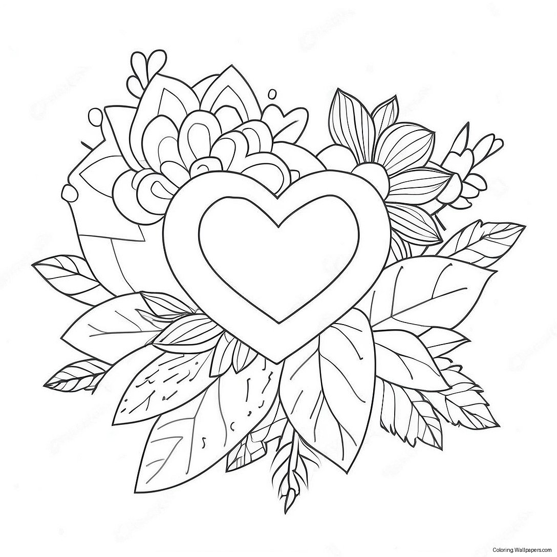 Hearts And Flowers Coloring Page 2830