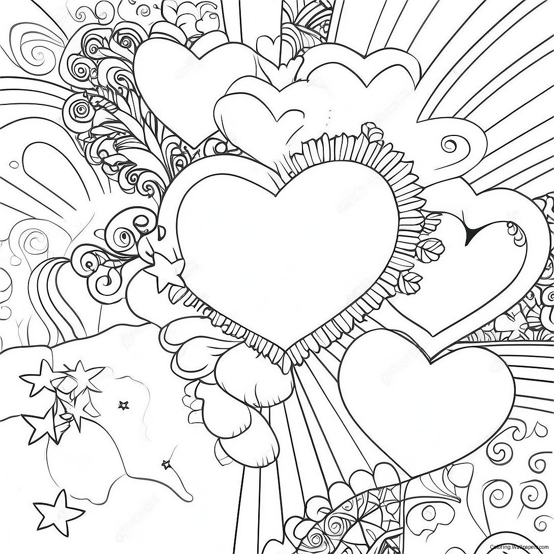 Hearts And Stars Coloring Page 25457