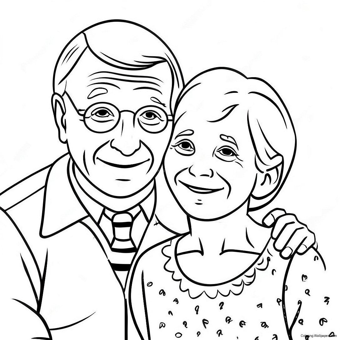 Heartwarming Grandparents Coloring Page 5300