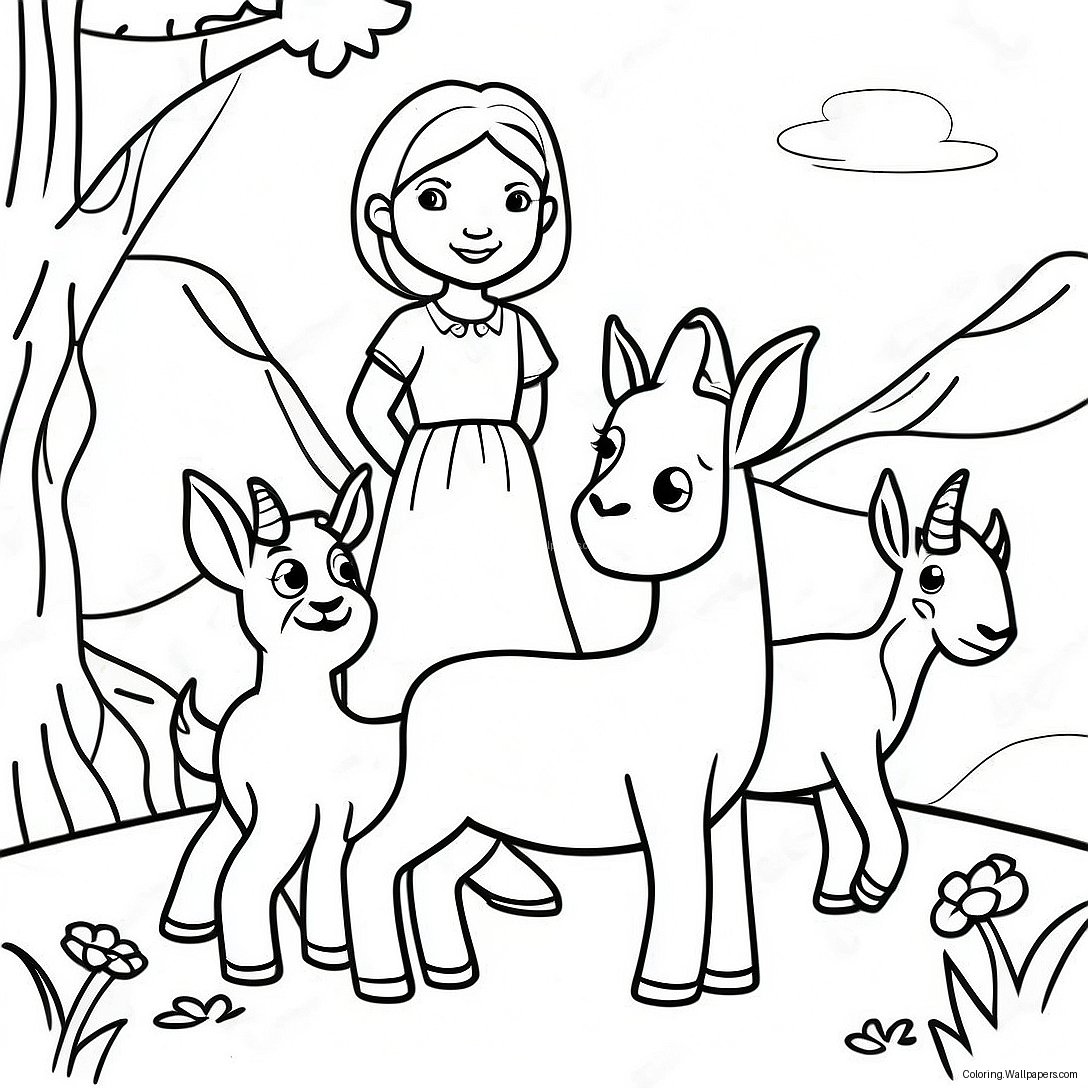 Heidi With Her Goats Coloring Page 55815