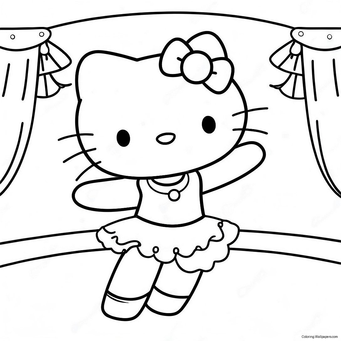 Hello Kitty Ballerina Dancing On Stage Coloring Page 18345