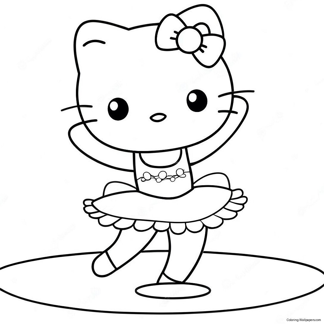 Hello Kitty Ballerina Dancing On Stage Coloring Page 18346