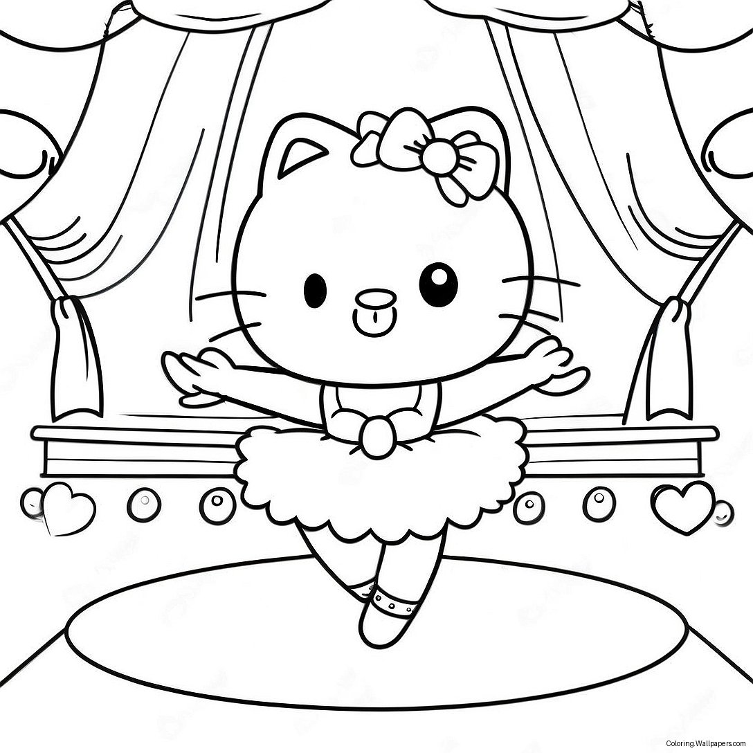 Sahneye Çıkan Hello Kitty Balerin Boyama Sayfası 18348