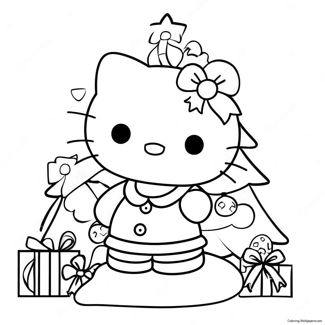 Hello Kitty Christmas Tree Coloring Page 4950