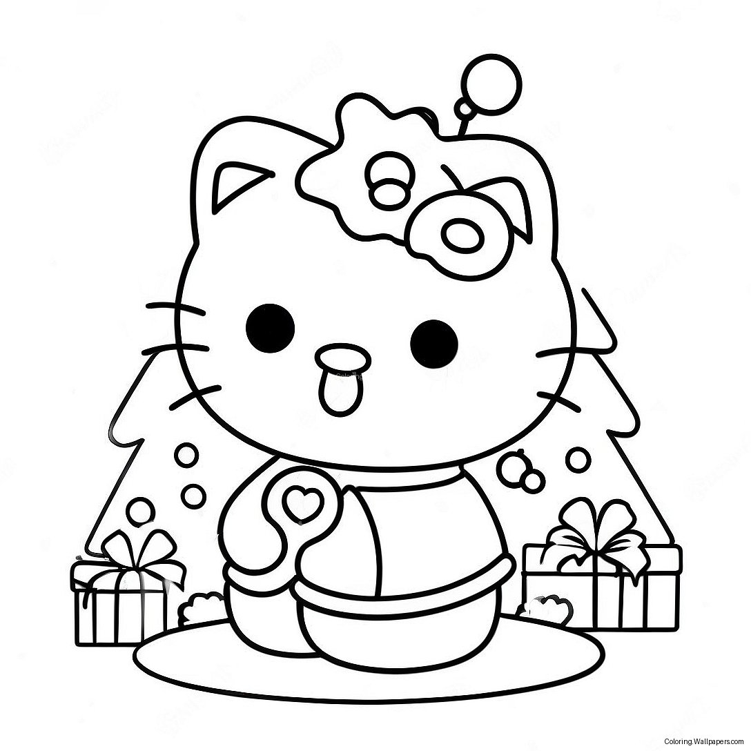 Hello Kitty Christmas Tree Coloring Page 4951