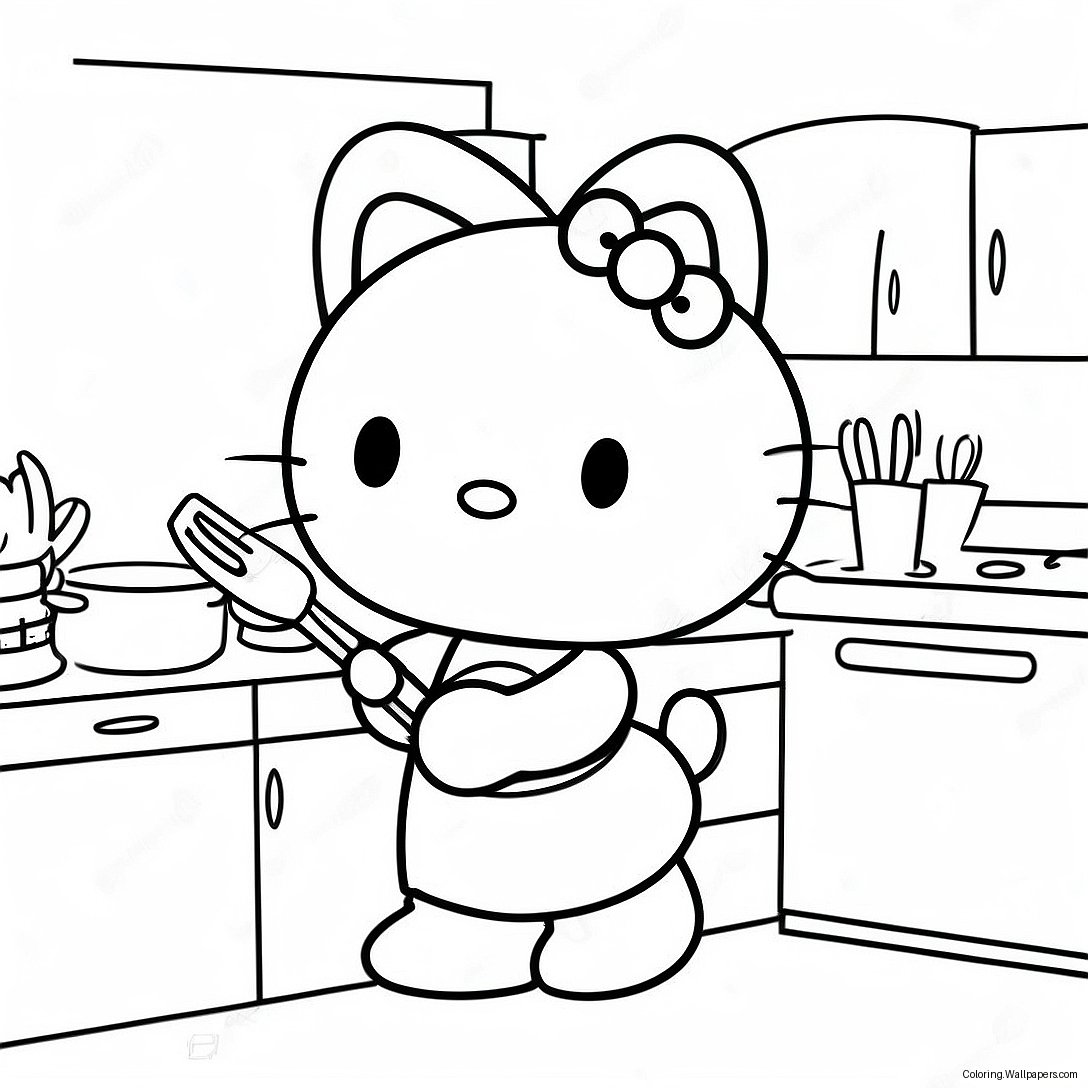 Hello Kitty Koken In De Keuken Kleurplaat 37503