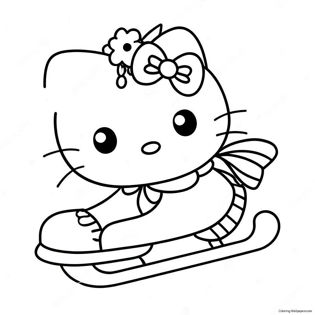 Hello Kitty Ice Skating Coloring Page 38580