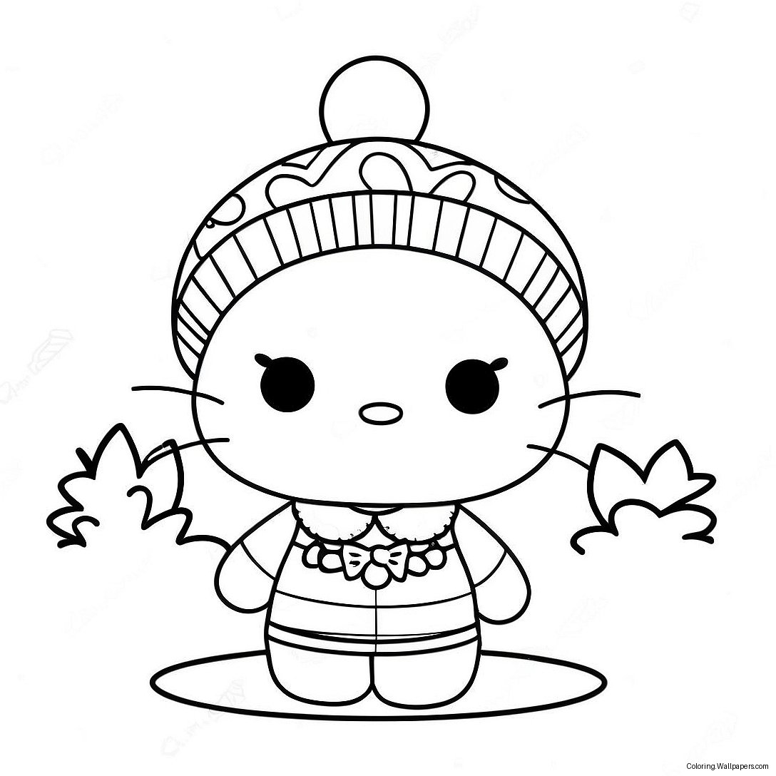 Página Para Colorir Da Hello Kitty Em Um Colorido Traje De Inverno 38581