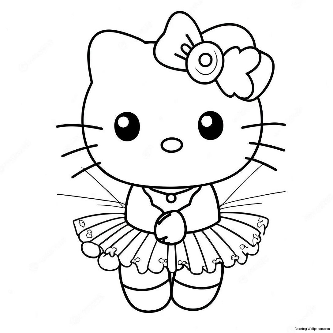 Hello Kitty In A Cute Tutu Coloring Page 18303