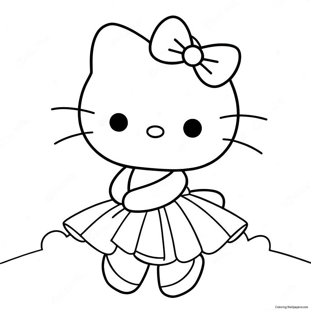 Pagina Da Colorare Hello Kitty In Un Carino Tutu 18304