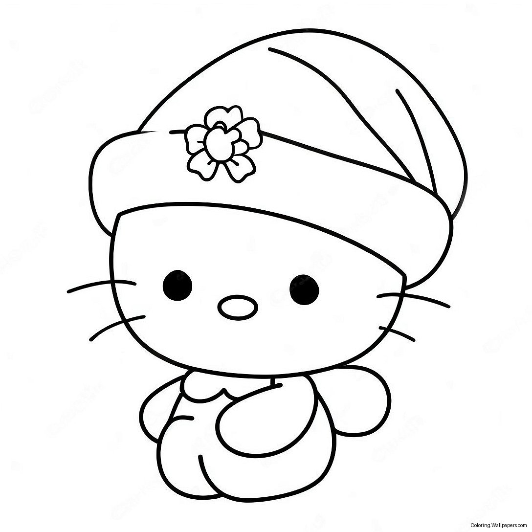 Hello Kitty In Festive Santa Hat Coloring Page 18774