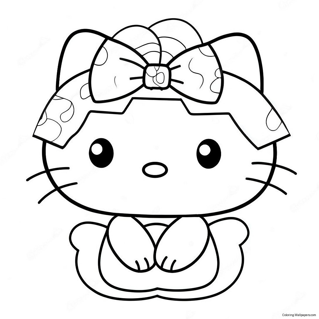 Renkli Kurdeleli Hello Kitty Boyama Sayfası 7279