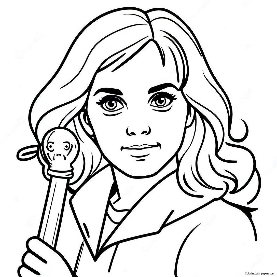 Hermione With A Wand Coloring Page 43569