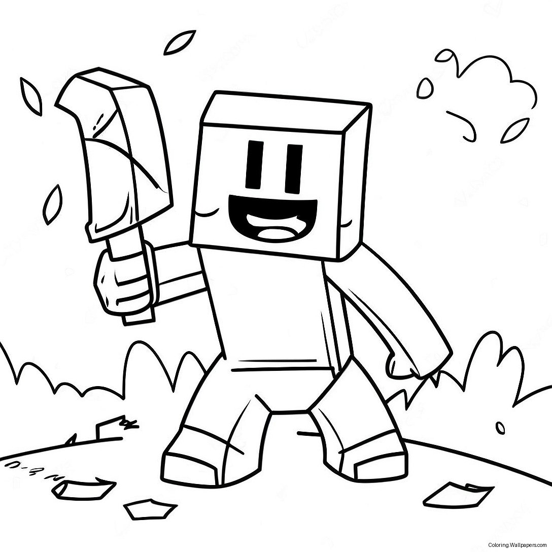 Herobrine With Creeper Coloring Page 14425