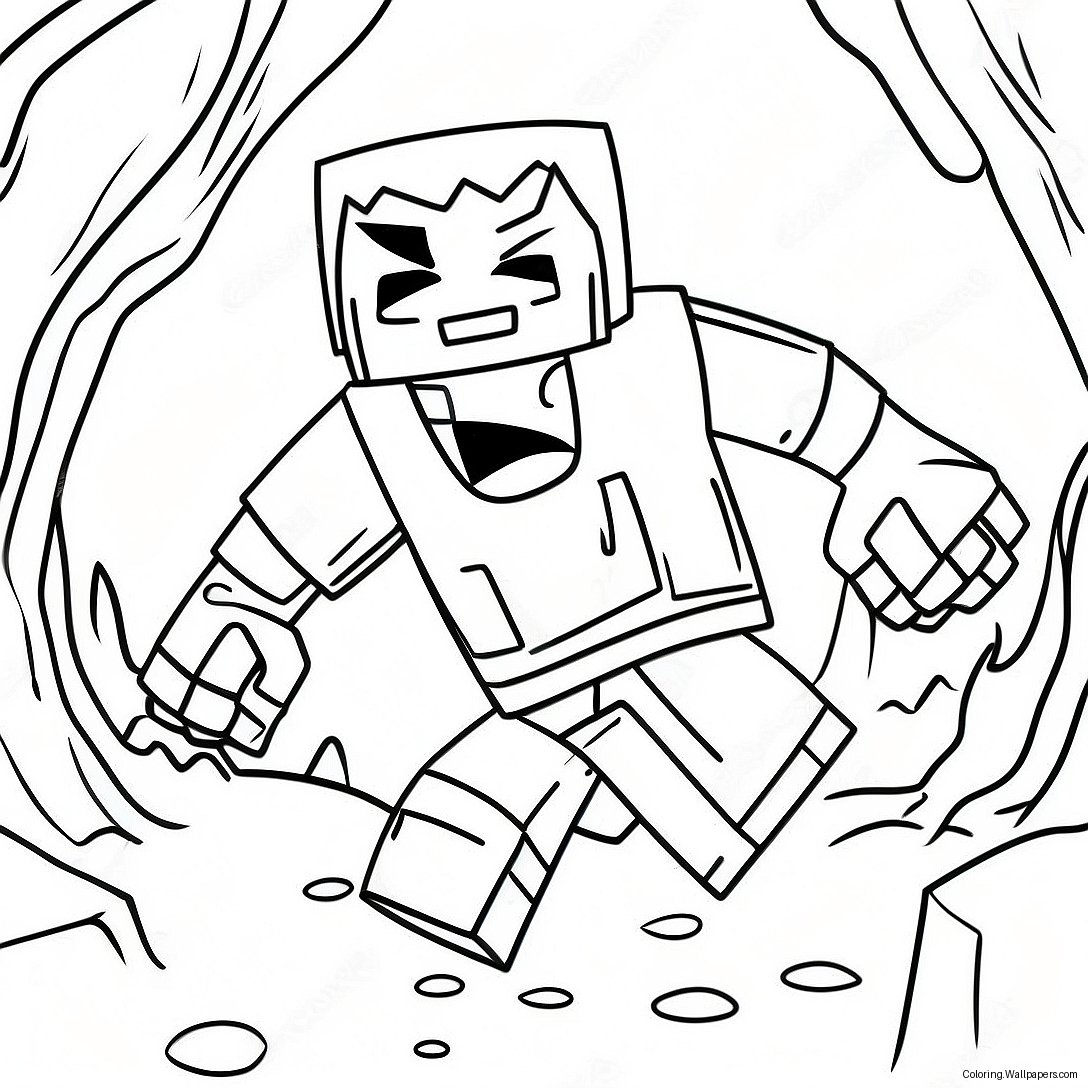 Herobrine With Creeper Coloring Page 14427