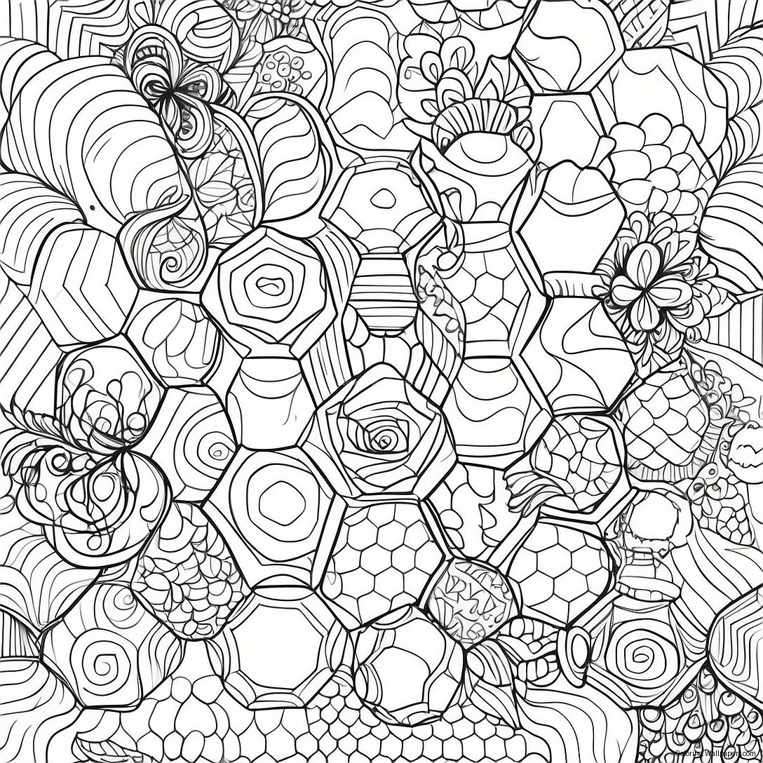 Hexagon Pattern Coloring Page 38118