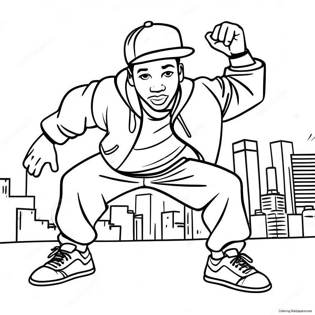 Hip Hop 90s Breakdancer Kleurplaat 43203