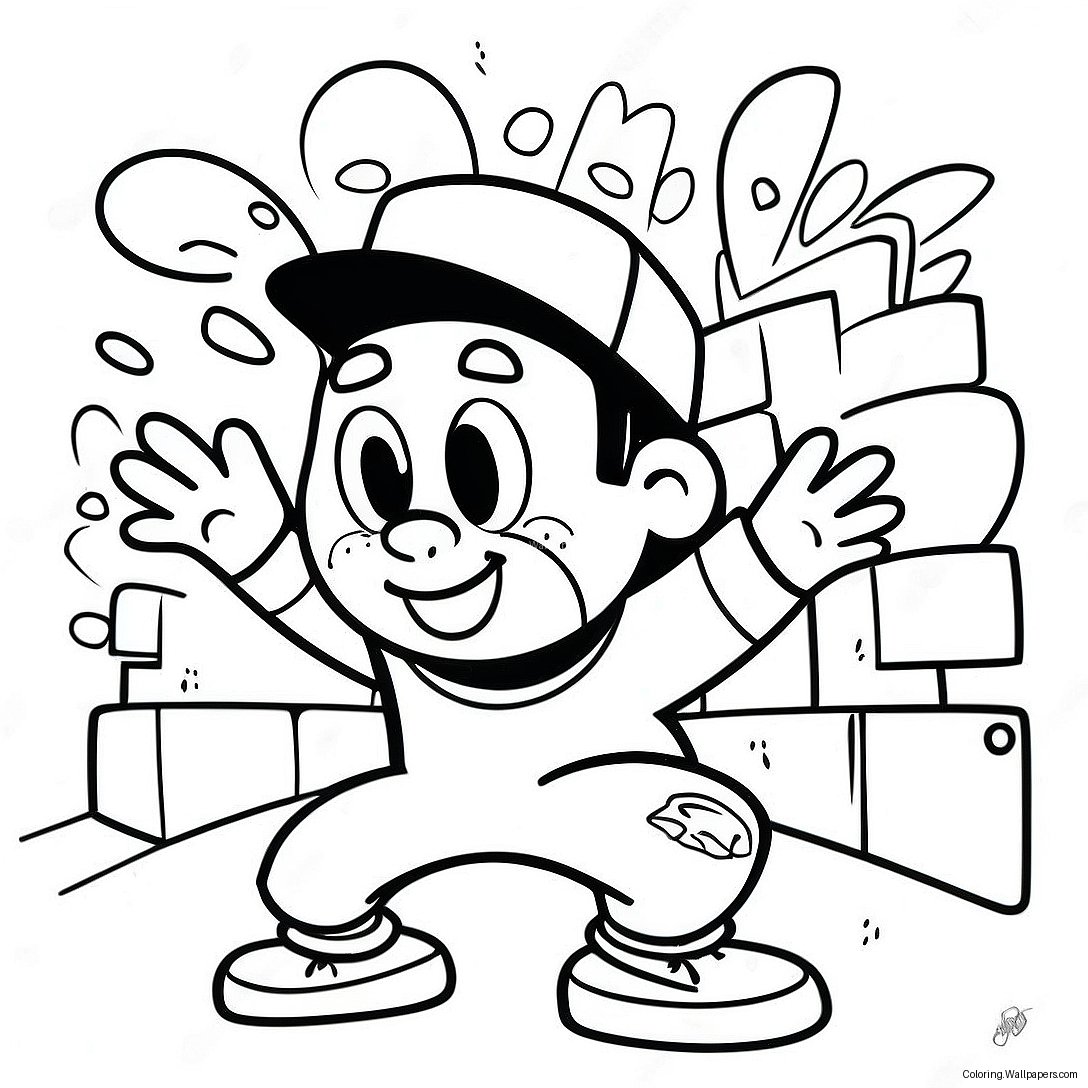 Hip Hop 90s Graffiti Art Coloring Page 43193