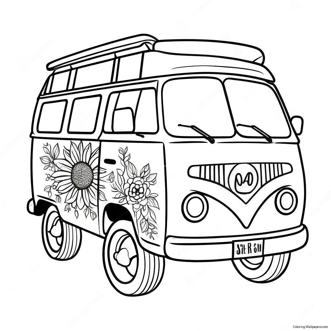 Página Para Colorir Da Van Hippie 38022