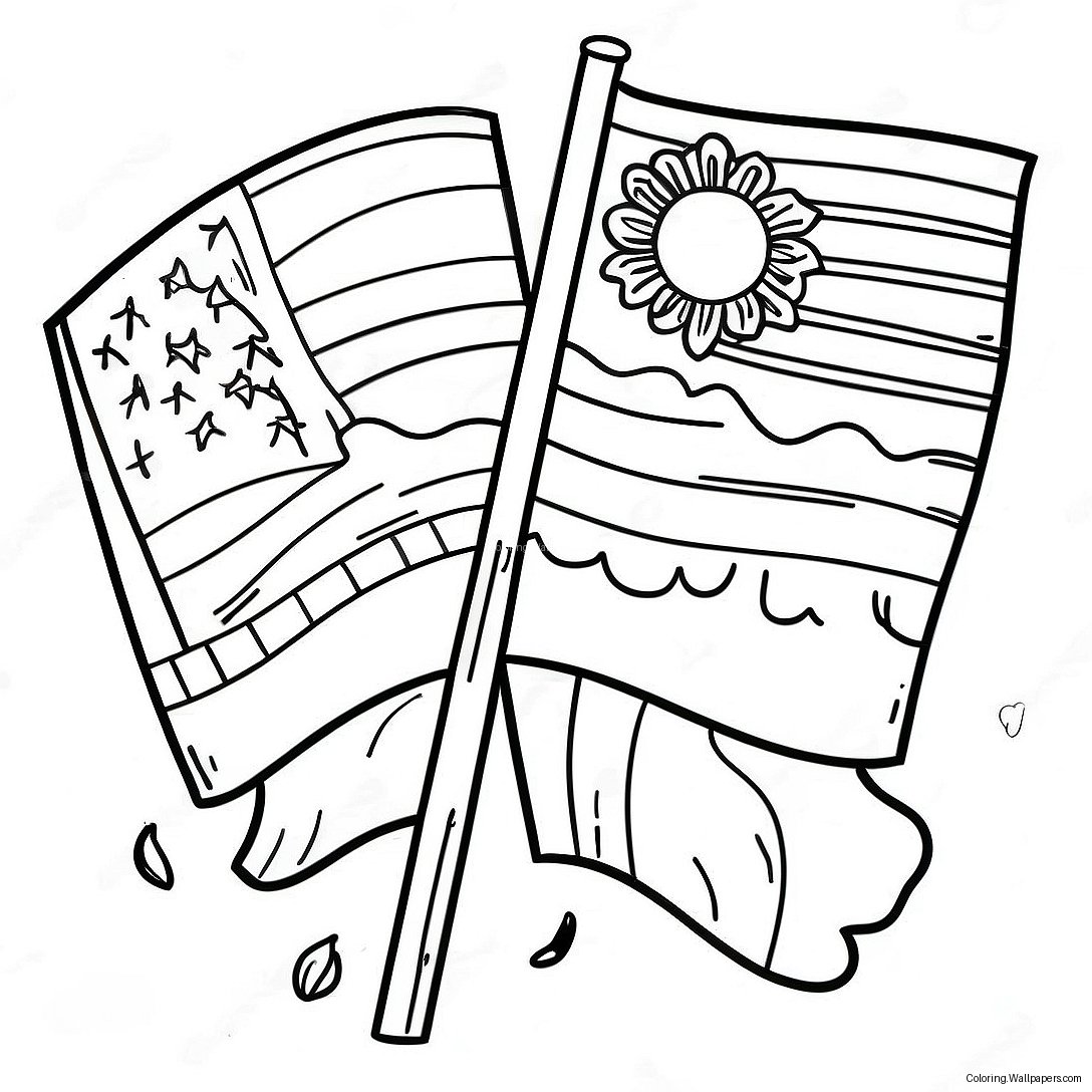 Hispanic Heritage Month Flags Coloring Page 15646