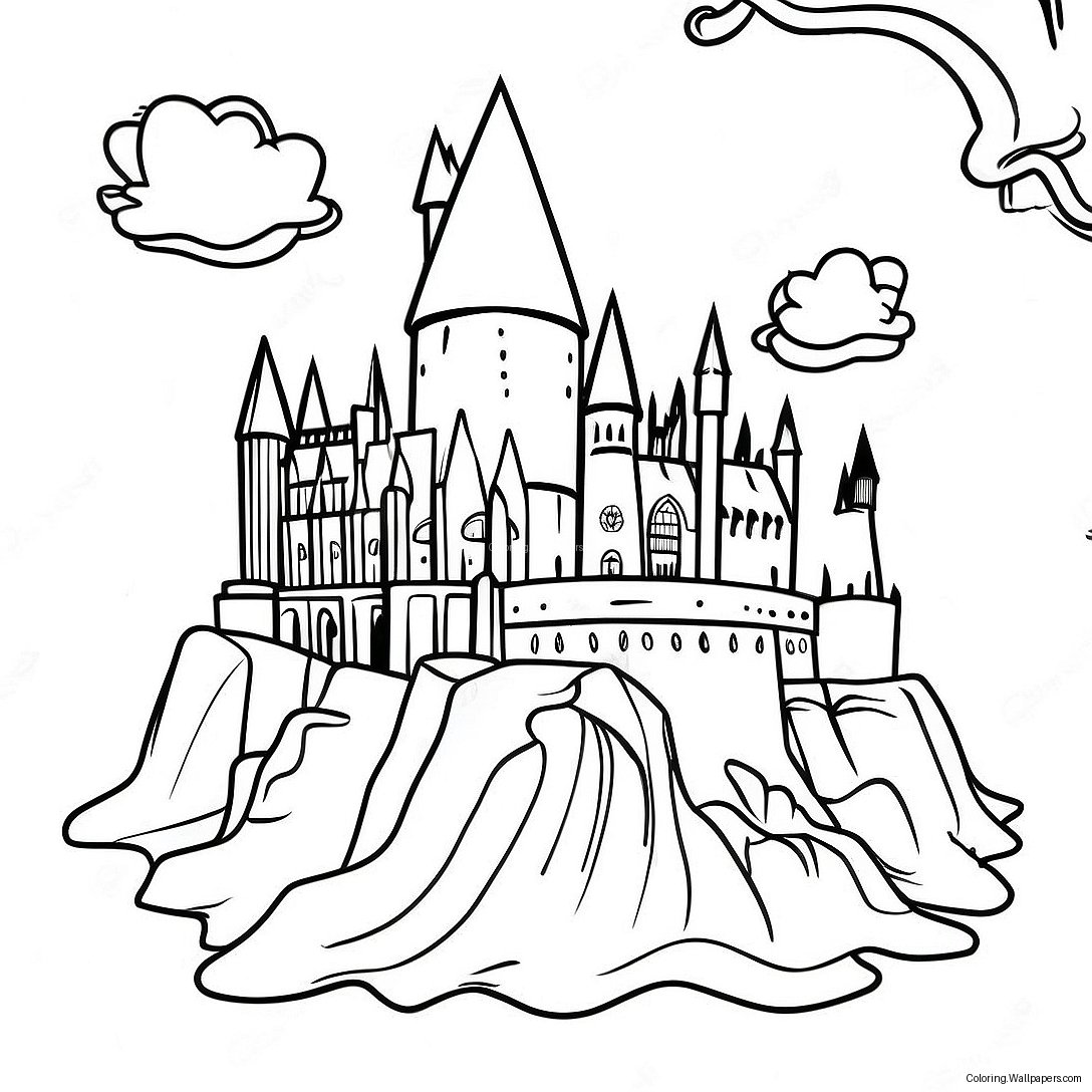 Hogwarts Kasteel Betoverde Kleurplaat 54836