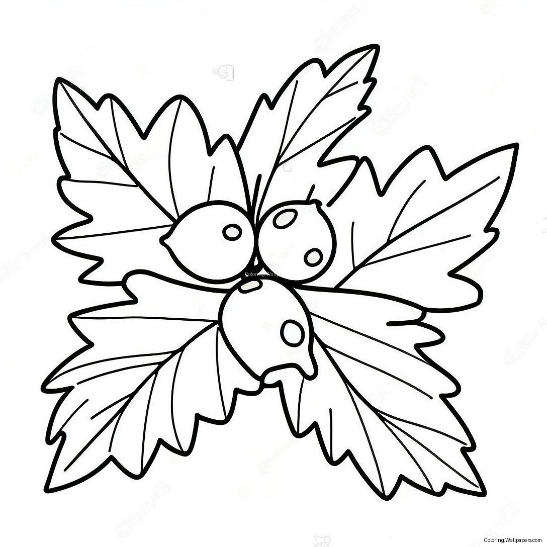 Holly Leaves And Berries Coloring Page 29524