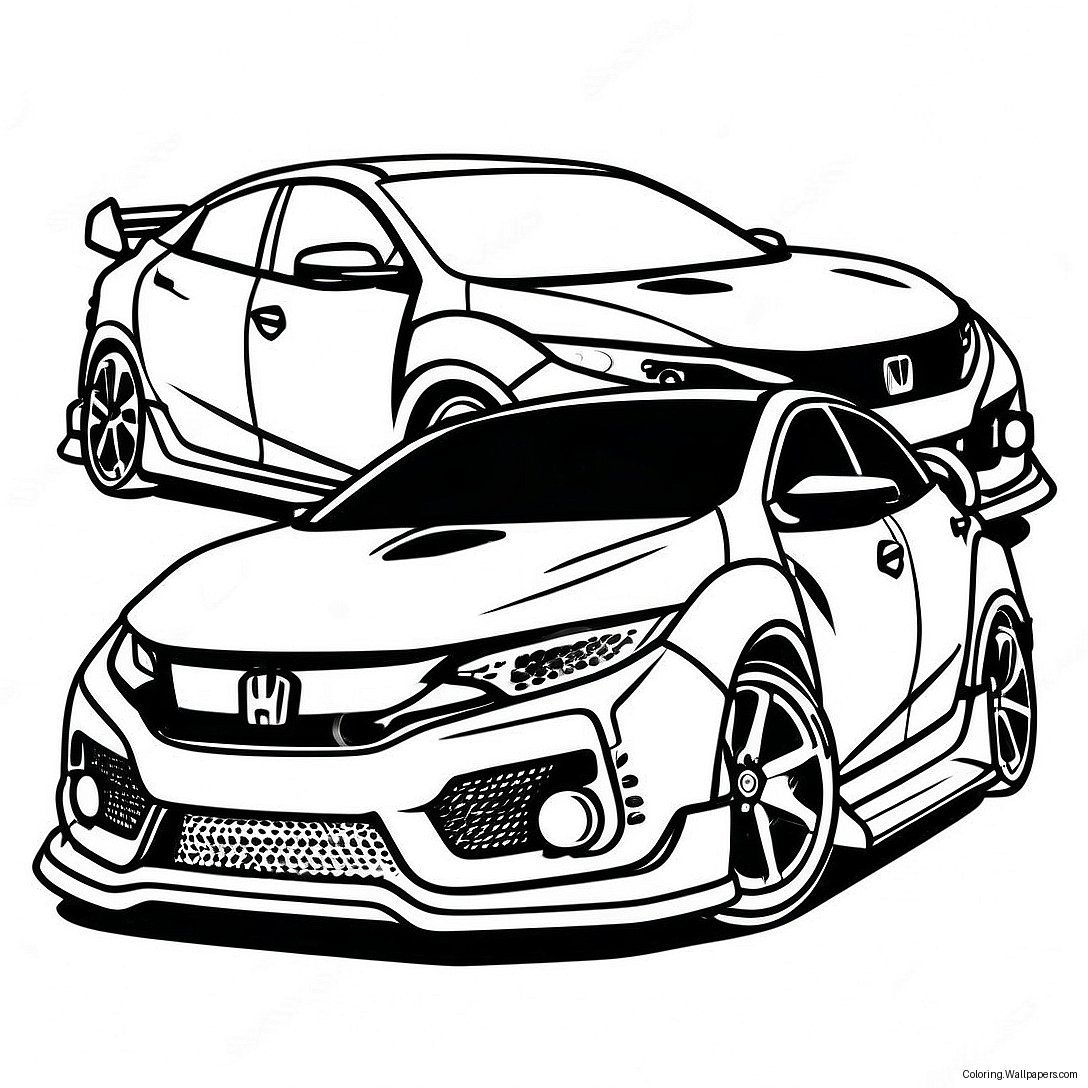 Honda Civic Type R Front View Coloring Page 44516