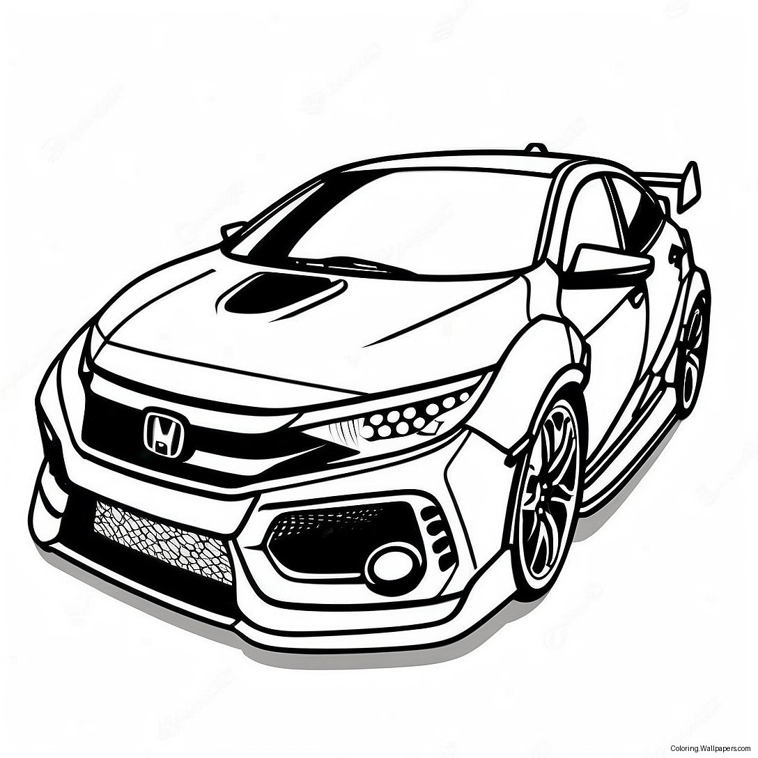 Honda Civic Type R Racing Coloring Page 44506