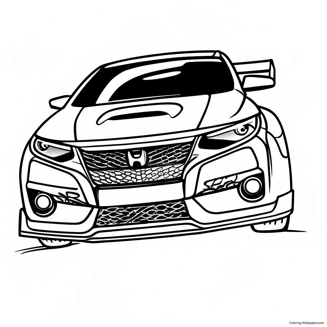 Pagini De Colorat Honda Civic Type R Cursă 44508