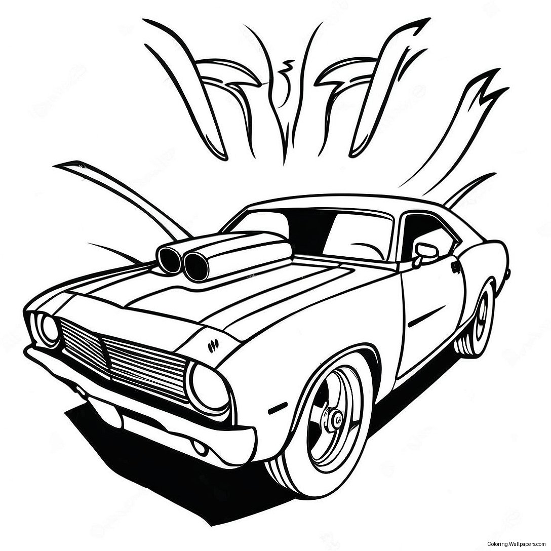 Hot Rod Muscle Car Coloring Page 3627