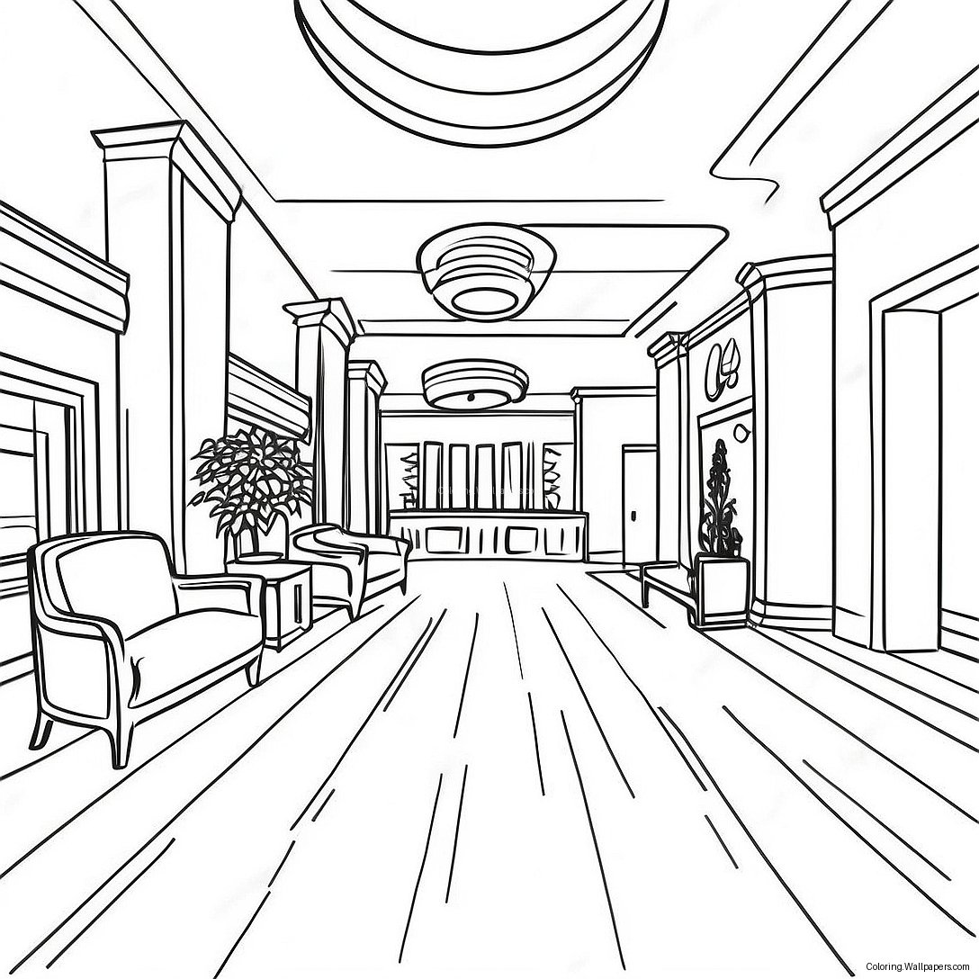 Hotel Lobby Coloring Page 16109