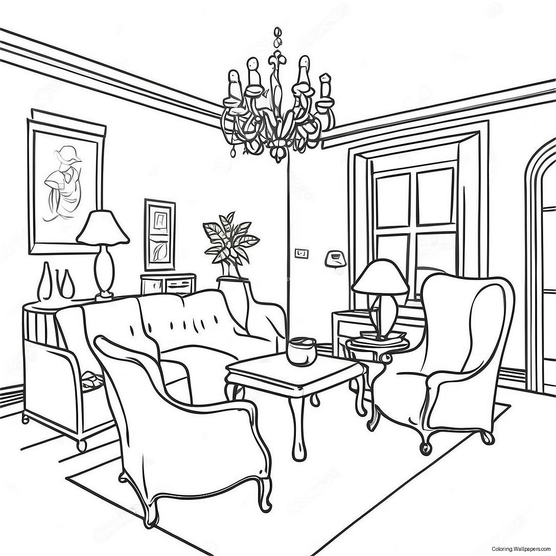 House Interior Coloring Page 4593