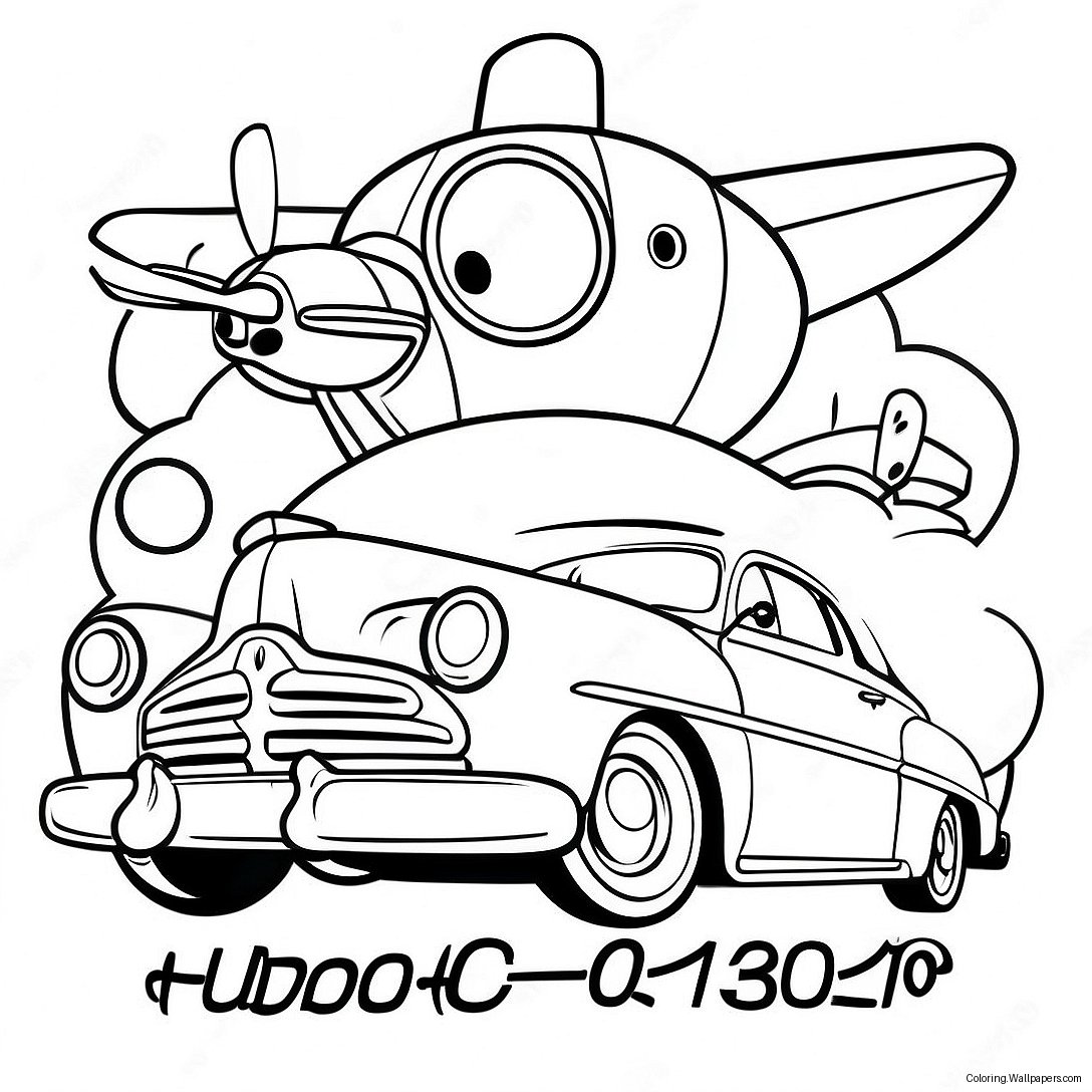 Página Para Colorir Do Hudson Hornet Em Estilo De Desenho Animado 53213