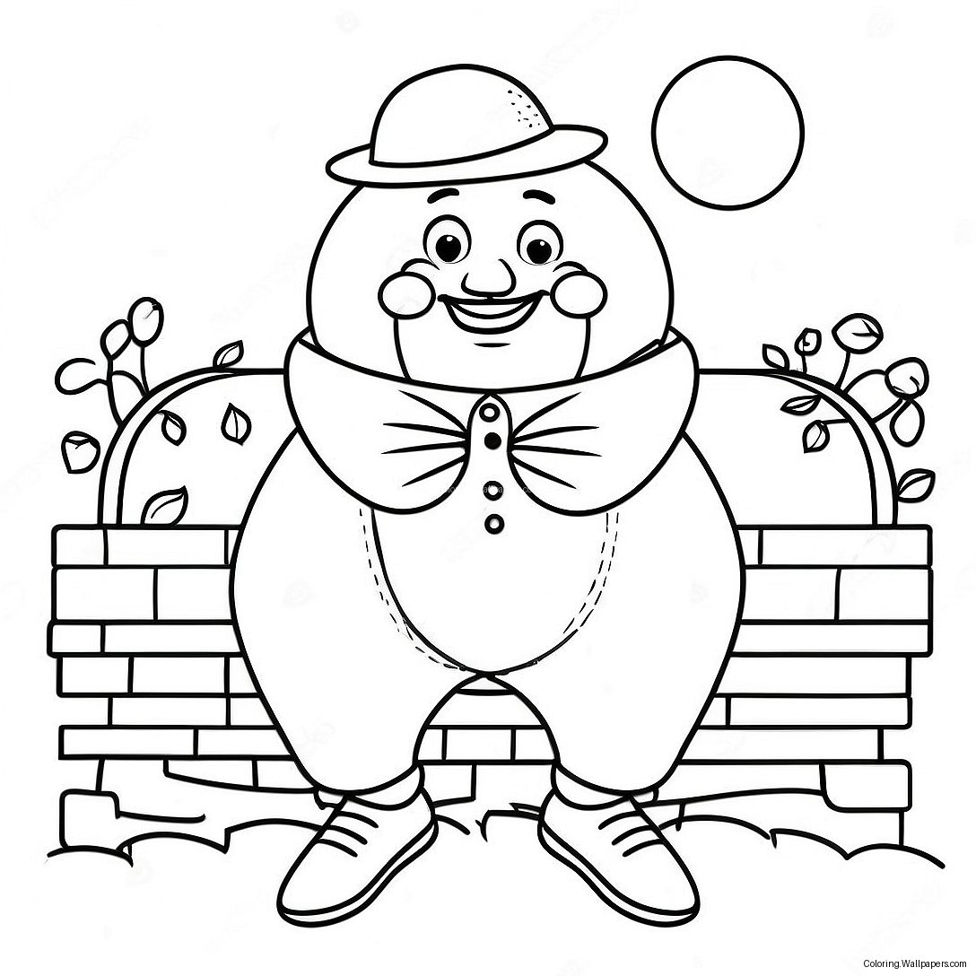 Pagini De Colorat Cu Humpty Dumpty Stând Pe Un Zid 26403