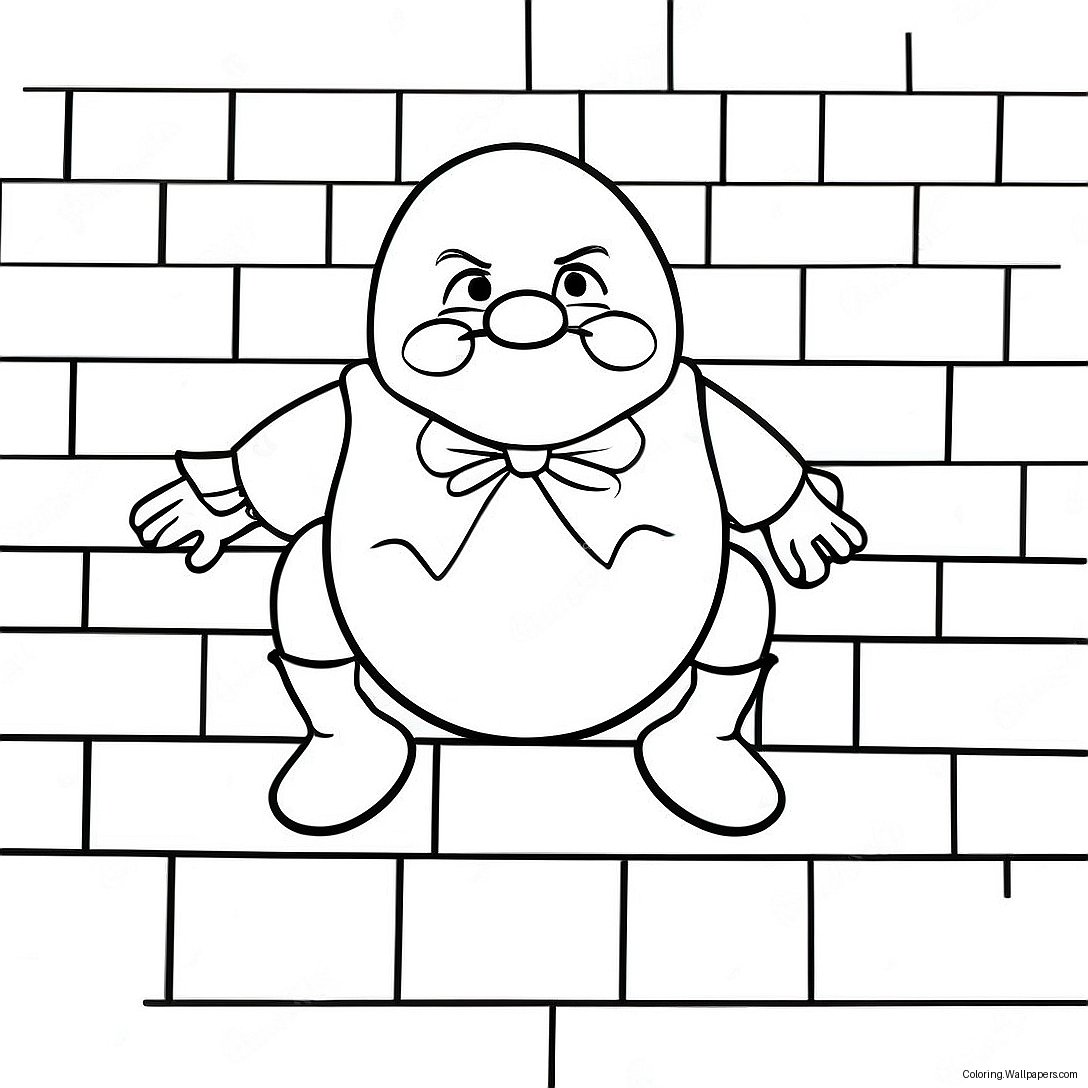 Página Para Colorir Do Humpty Dumpty Sentado Em Um Muro 26404