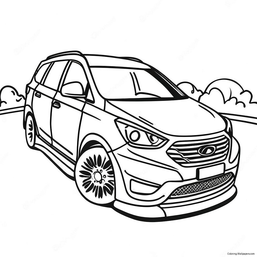 Page À Colorier De La Voiture Hyundai En Mouvement 51372