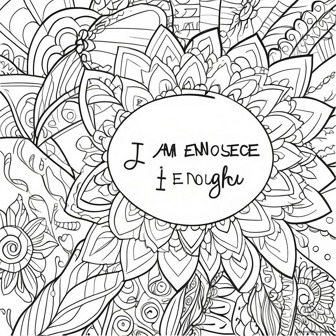 I Am Enough Inspirational Quotes Coloring Page 45643