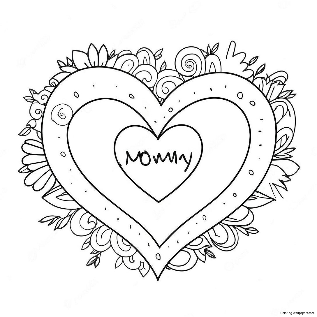 I Love Mommy Heart Coloring Page 35758