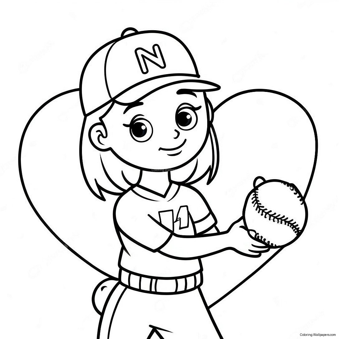 Página Para Colorir Eu Amo Softball 22905