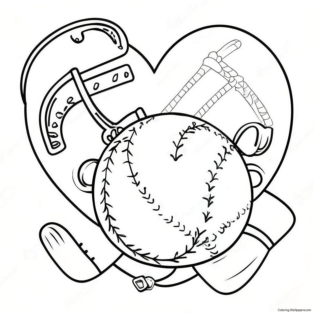 J'aime Le Softball Page À Colorier 22907