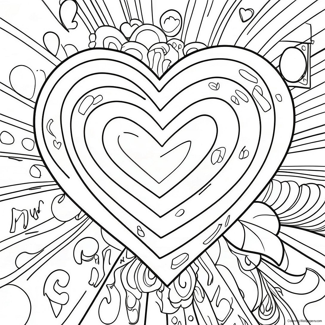 I Love You Graffiti Heart Coloring Page 48447