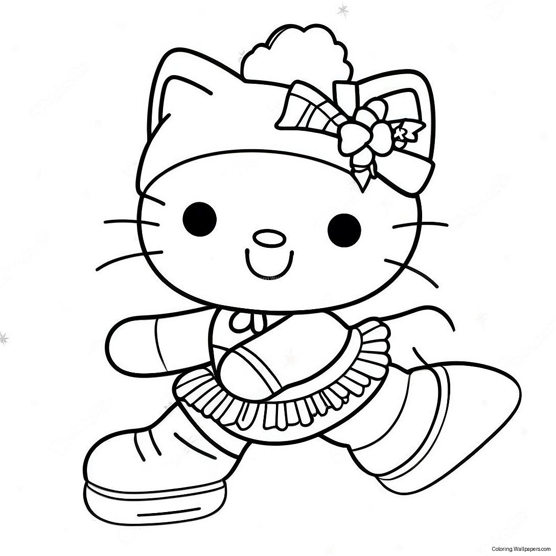 Page À Colorier Hello Kitty Noël En Patin À Glace 42602