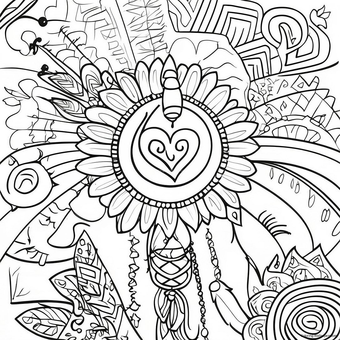 Indian Cultural Symbols Coloring Page 45279