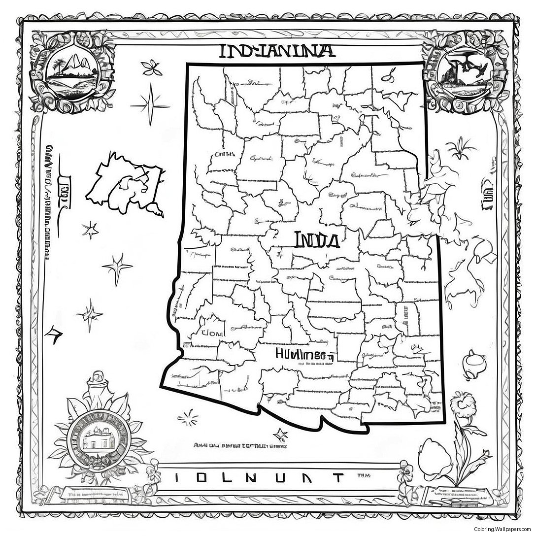 Indiana State Outline Coloring Page 37351