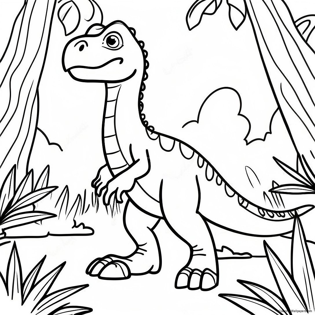 Indoraptor Sneaking Through Jungle Coloring Page 20484