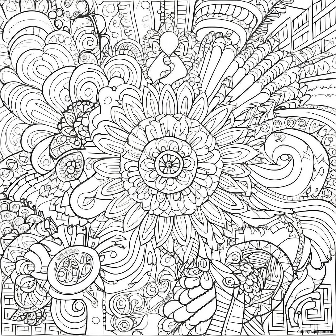 Intricate Abstract Patterns Coloring Page 29041