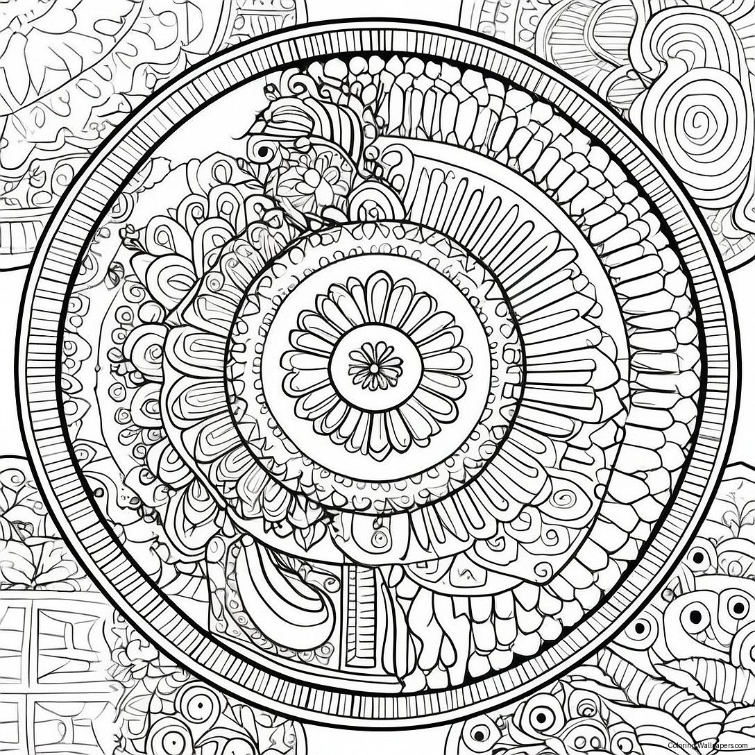 Invecklad Svart Mandala Målarbild 30017