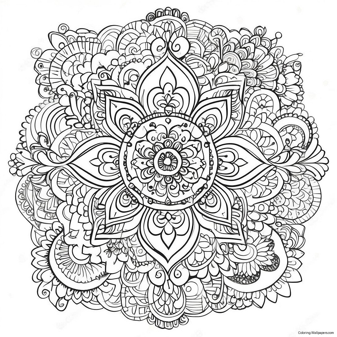 Page À Colorier De Mandala Noir Complexe 30018